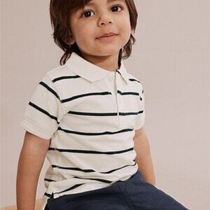 Boys' Short Sleeve Polo Shirt - Cat & Jack™ White/Navy Blue XS (4/5)